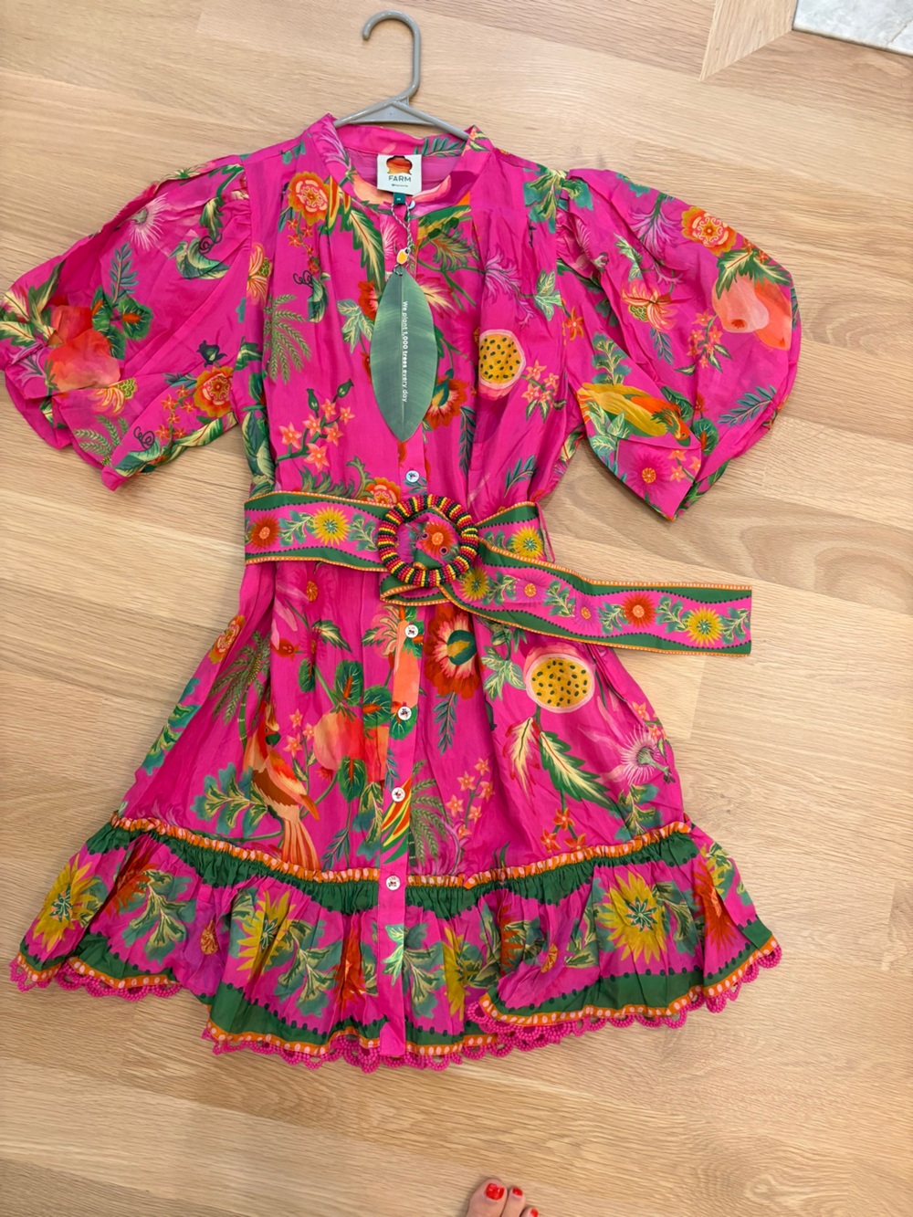 NWT FARM Rio Pink Delicate Fruit Garden Dress